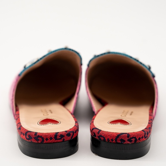 size 35.5G 5.5 US Gucci Princetown Blue Pink GG Canvas Mules Slipper Sandals - Picture 4 of 11